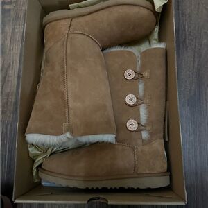 UGG Tan Shearling Button Boots